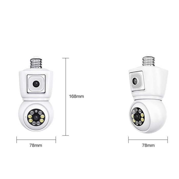 E27 2Mp Dual Lens Motion Detection Waterproof Wifi Ip Two Way Audio Night Vision Camera White