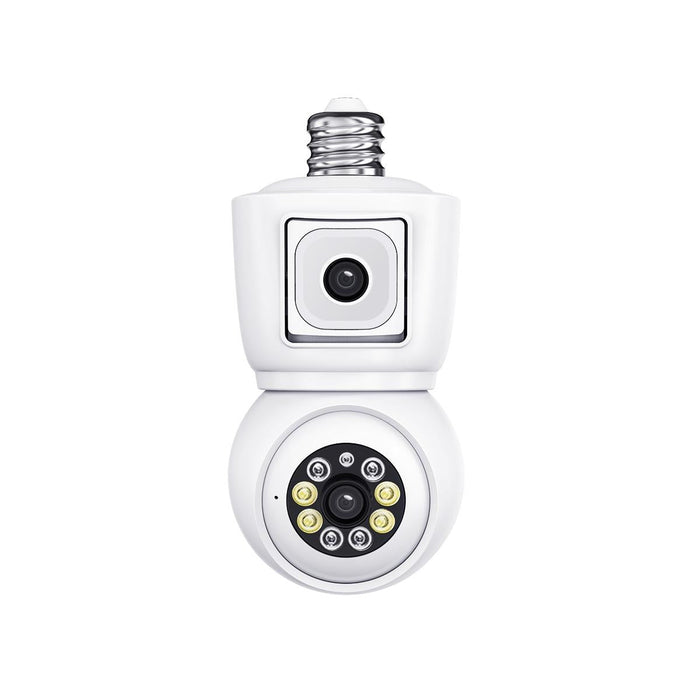 E27 2Mp Dual Lens Motion Detection Waterproof Wifi Ip Two Way Audio Night Vision Camera White