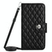 Rhombic Texture Flip Leather Phone Case With Long Lanyard