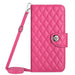 Rhombic Texture Flip Leather Phone Case With Long Lanyard