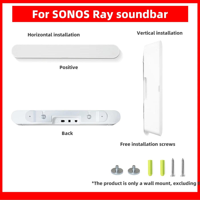 For Sonos Ray Wireless Bluetooth Soundbar Wall Mount Metal Bracket White