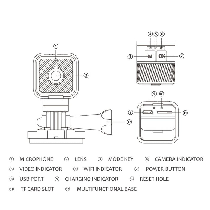 Z03 Mini Dv 1080P Waterproof Action Camera With Ring Bracket Supports Infrared Night Vision Black