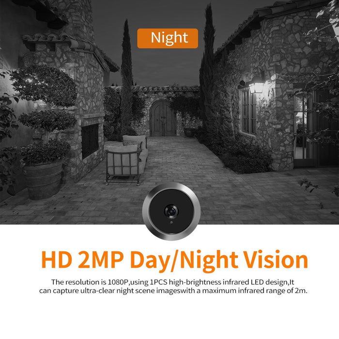 3.97 Inch 1080P Smart Digital Door Concealed Viewer Wide Angle With Night Vision