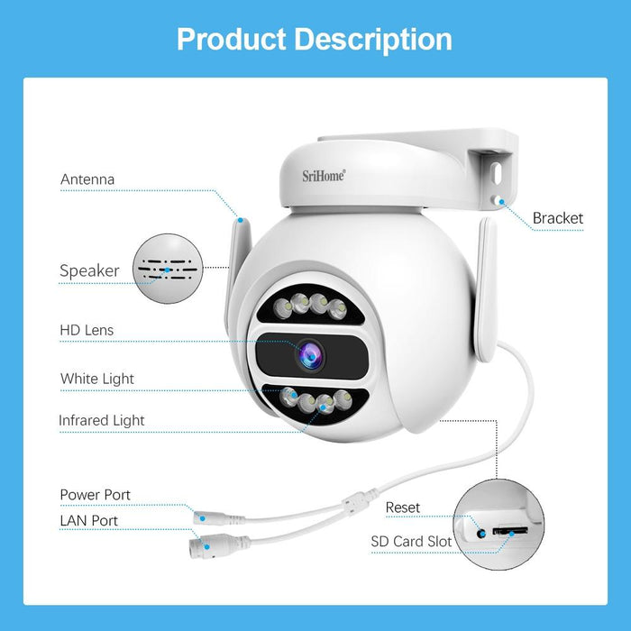 4Mp Ip66 Waterproof Motion Detection Night Vision Wifi Hd Camera