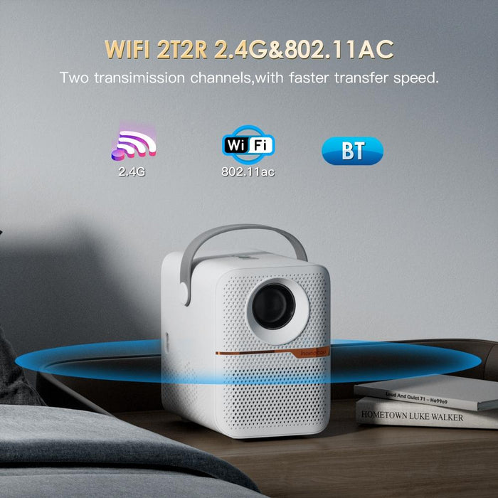 P10 Android 10 Os Hd Portable Wifi Projector White