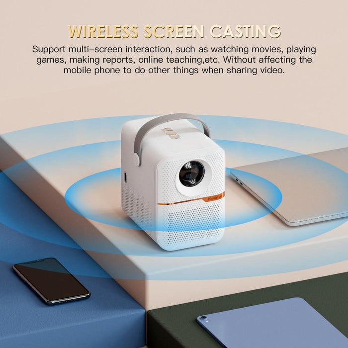 P10 Android 10 Os Hd Portable Wifi Projector White