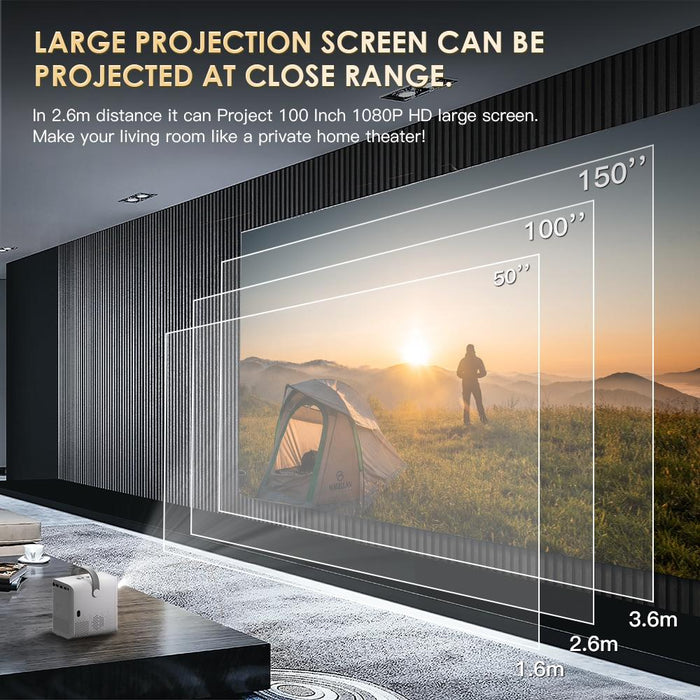 P10 Android 10 Os Hd Portable Wifi Projector White