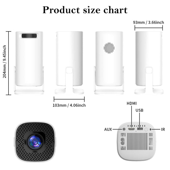 P30 Android 11 Os Hd Portable Wifi Projector White