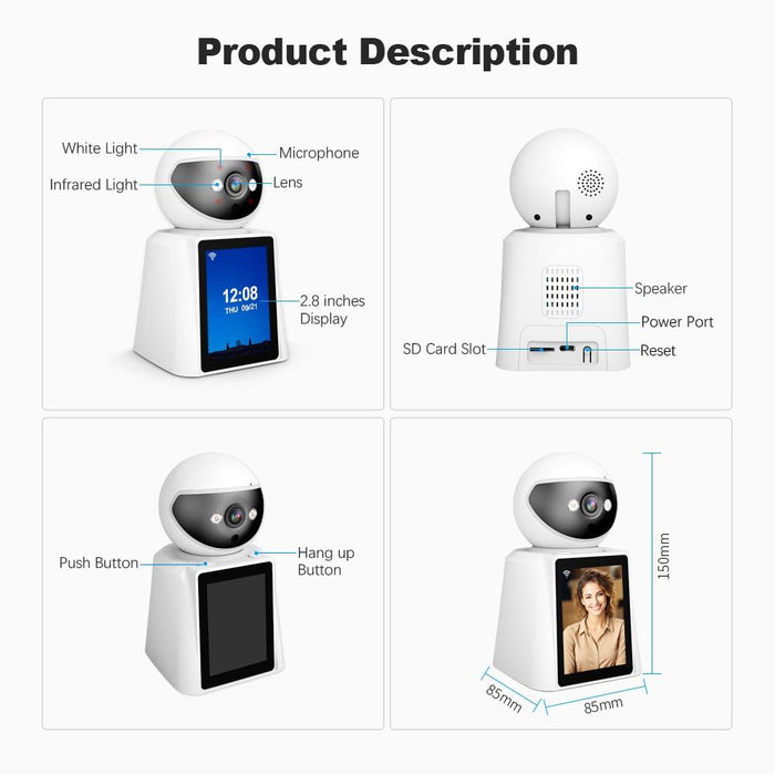 2Mp 2.8 Inch Ips Screen Smart Ip Camera Baby Monitor