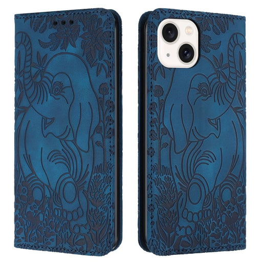 Retro Elephant Embossed Leather Phone Case For Iphone 15