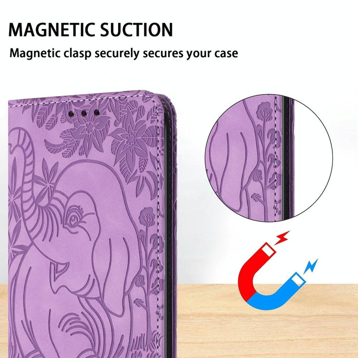 Retro Elephant Embossed Leather Phone Case For Iphone 15