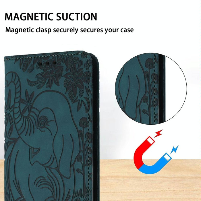 Retro Elephant Embossed Leather Phone Case For Iphone 15