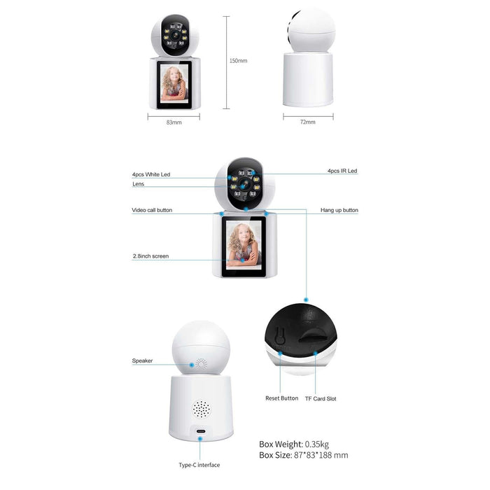 One Click Video Call 3Mp Indoor Humanoid Detection Audible Alarm Colour Night Version Smart Wifi Camera