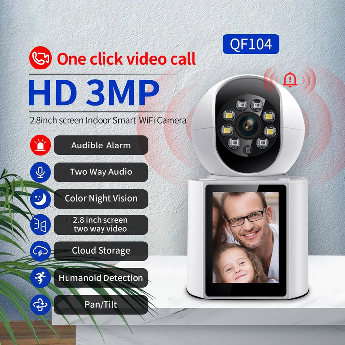 One Click Video Call 3Mp Indoor Humanoid Detection Audible Alarm Colour Night Version Smart Wifi Camera