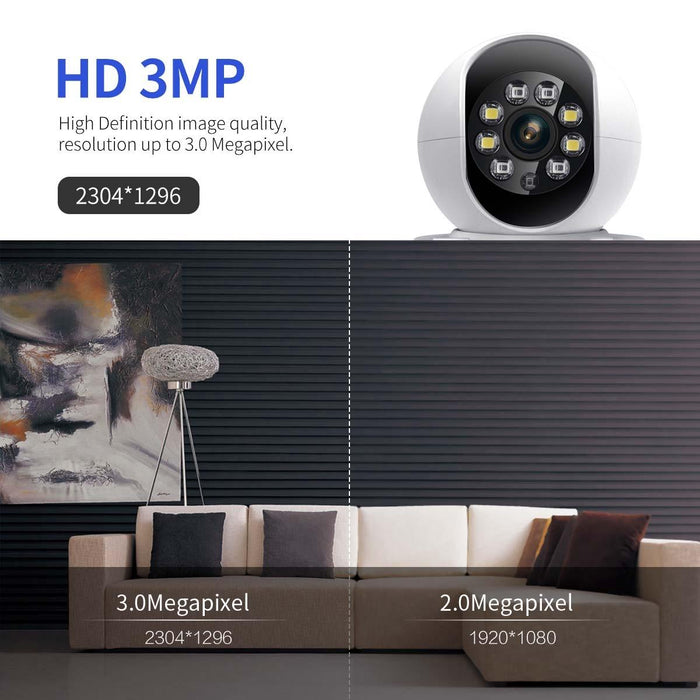 One Click Video Call 3Mp Indoor Humanoid Detection Audible Alarm Colour Night Version Smart Wifi Camera