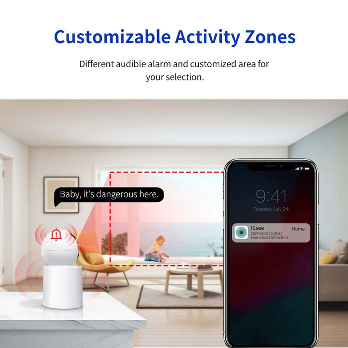 One Click Video Call 3Mp Indoor Humanoid Detection Audible Alarm Colour Night Version Smart Wifi Camera