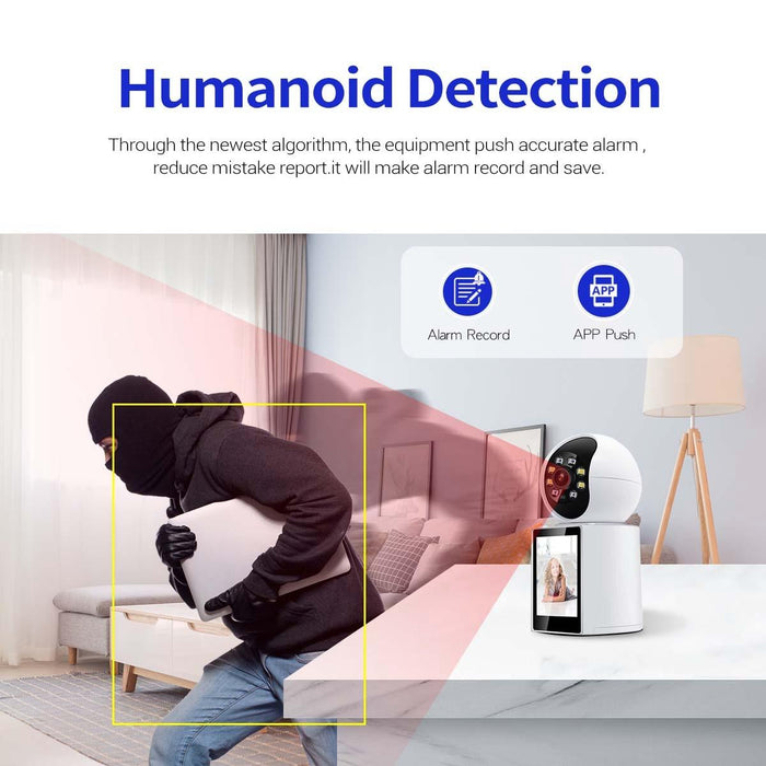 One Click Video Call 3Mp Indoor Humanoid Detection Audible Alarm Colour Night Version Smart Wifi Camera