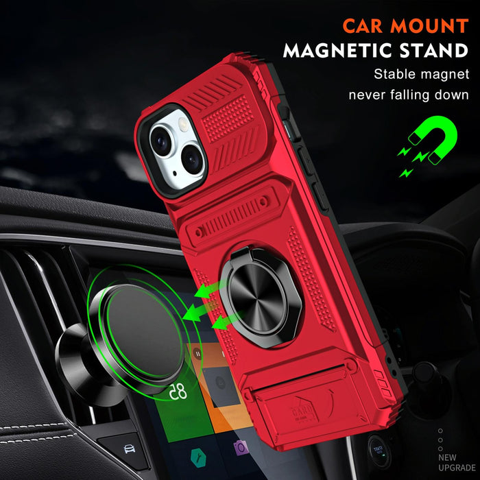 Tpu Pc Shockproof Card Phone Case With Metal Ring Holder