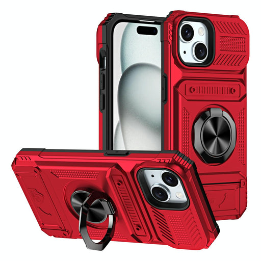 Tpu Pc Shockproof Card Phone Case With Metal Ring Holder