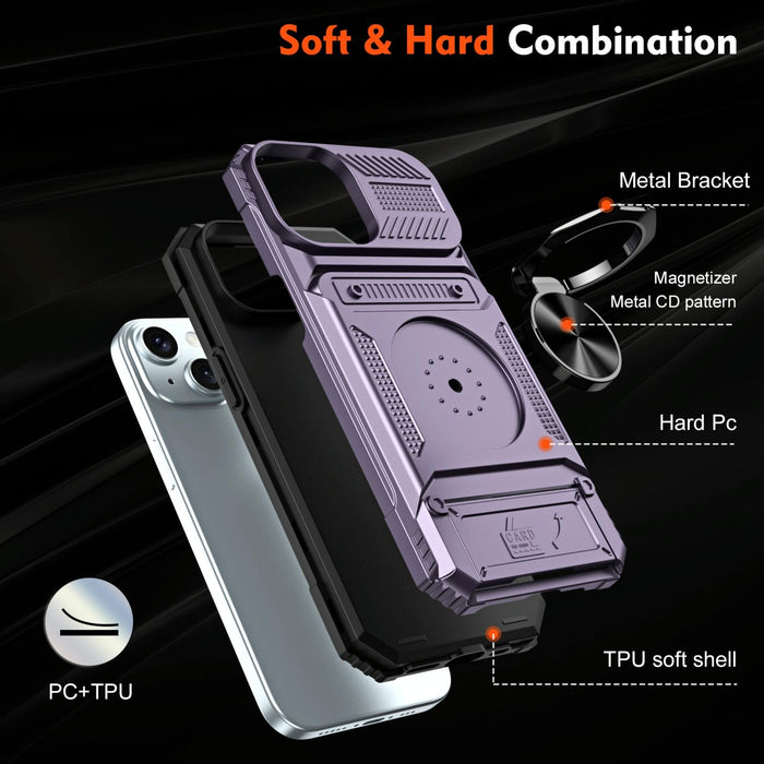 Tpu Pc Shockproof Card Phone Case With Metal Ring Holder