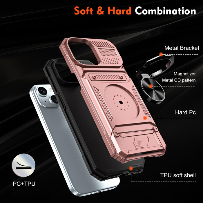 Tpu Pc Shockproof Card Phone Case With Metal Ring Holder