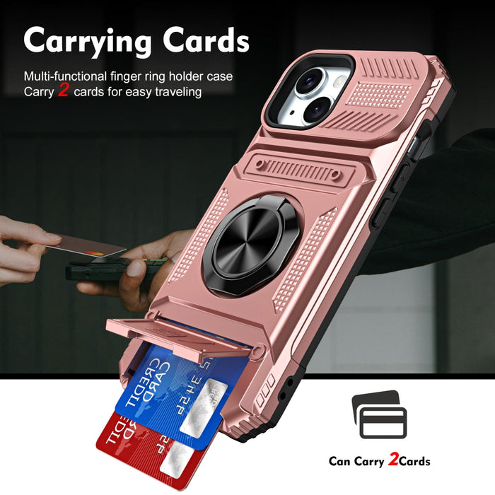 Tpu Pc Shockproof Card Phone Case With Metal Ring Holder