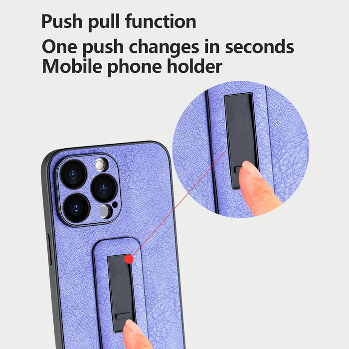 Pu Leather Push Pull Bracket Shockproof Phone Case