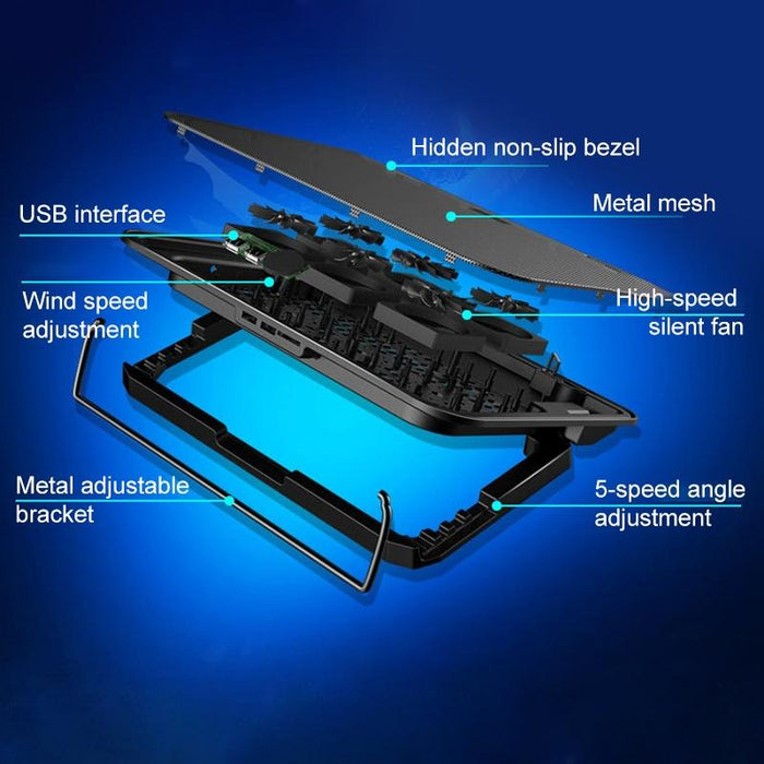 Notebook Computer Base Speed Control Silent Six-fan Cooling