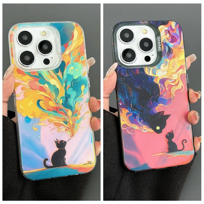 Laser Cat Pc Shockproof Phone Case For Iphone 15