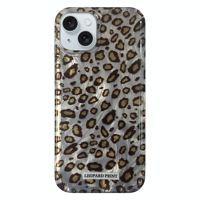 Iphone 15 Feather Leopard Print Pattern Double Layer