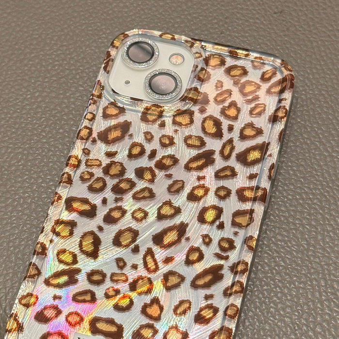 Iphone 15 Feather Leopard Print Pattern Double Layer