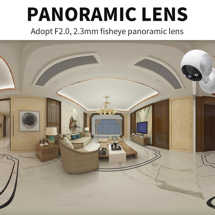 3Mp 180 Degree Panoramic Smart Ptz Wifi Surveillance Camera White