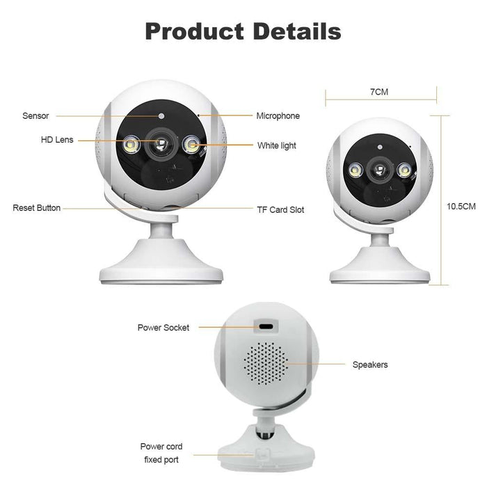 3Mp 180 Degree Panoramic Smart Ptz Wifi Surveillance Camera White