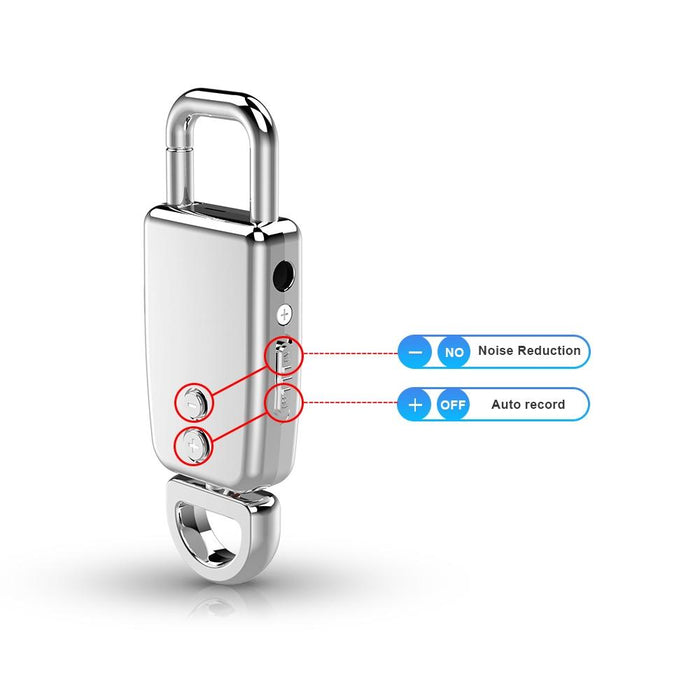 Zinc Alloy Keychain Voice Recorder Memory 16Gb