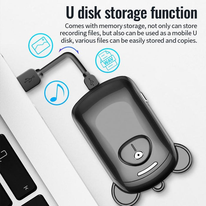 Bear Smart Noise Cancelling Voice Recorder Memory 16Gb Black