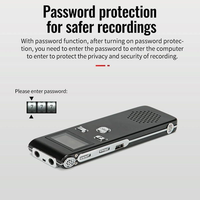 Mini Smart Hd Noise Cancelling Voice Recorder Memory 16Gb Black