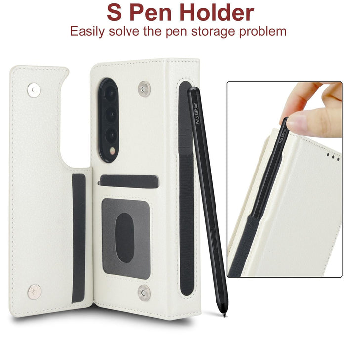 Samsung Galaxy z Fold 4 Leather Phone Case with Pen Slot