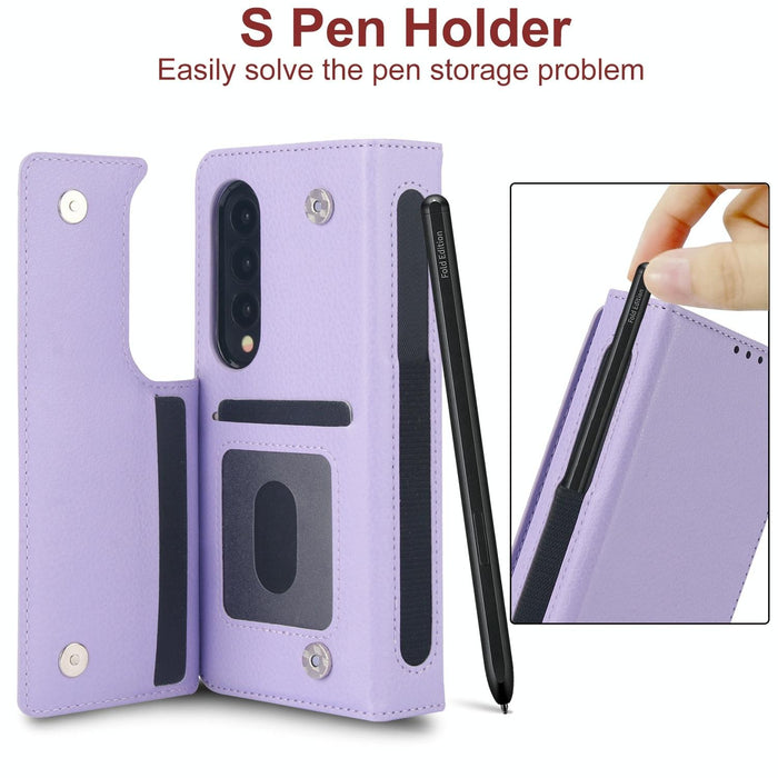 Samsung Galaxy z Fold 4 Leather Phone Case with Pen Slot