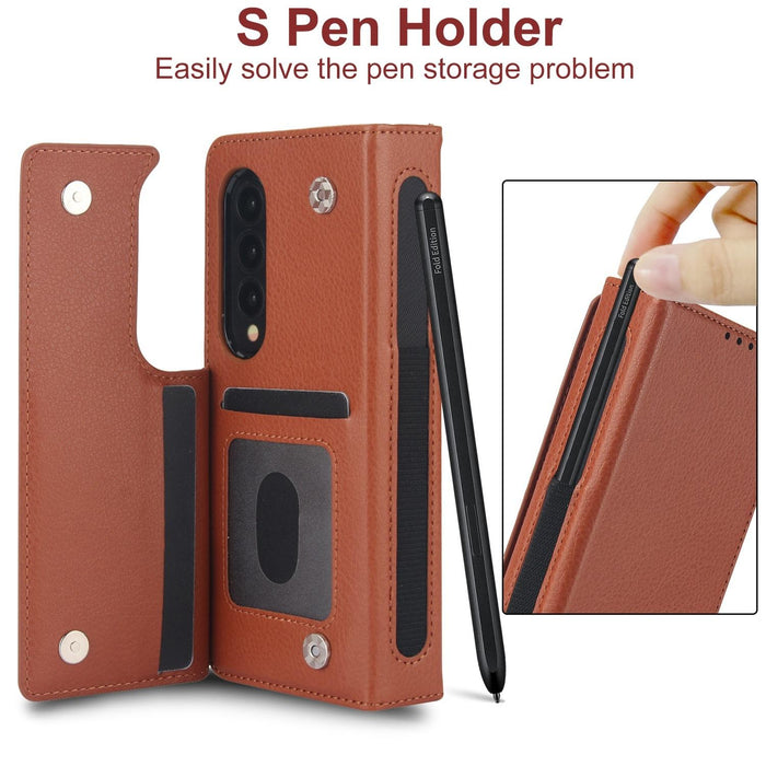 Samsung Galaxy z Fold 4 Leather Phone Case with Pen Slot