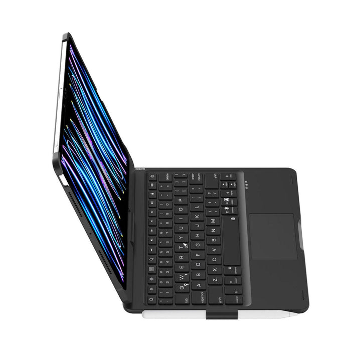 For Ipad Pro 11 2024 F11At 360 Degree Rotating Acrylic Bluetooth Keyboard Leather Case With Backlight Black