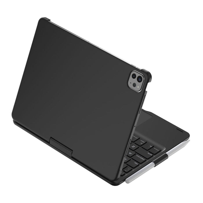 For Ipad Pro 11 2024 F11At 360 Degree Rotating Acrylic Bluetooth Keyboard Leather Case With Backlight Black