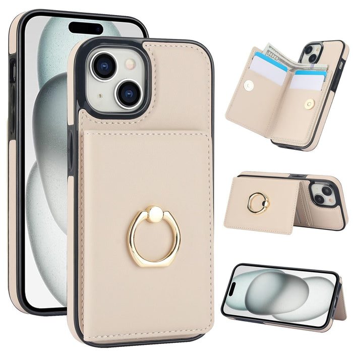 For Iphone 15 Rfid Anti-Theft Card Ring Holder Phone Case