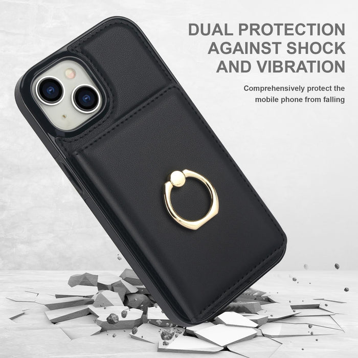 For Iphone 15 Rfid Anti-Theft Card Ring Holder Phone Case