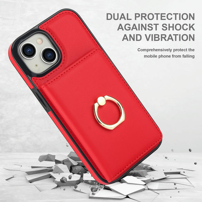 For Iphone 15 Rfid Anti-Theft Card Ring Holder Phone Case