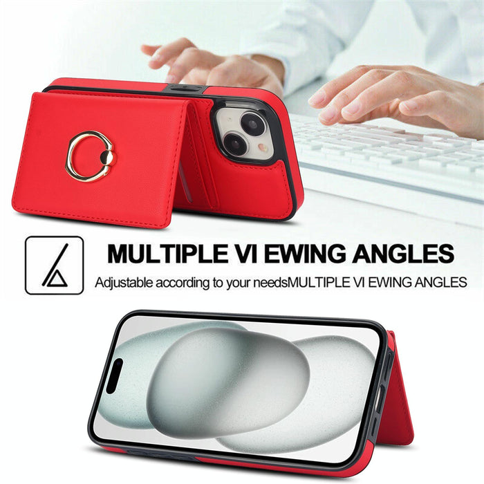 For Iphone 15 Rfid Anti-Theft Card Ring Holder Phone Case