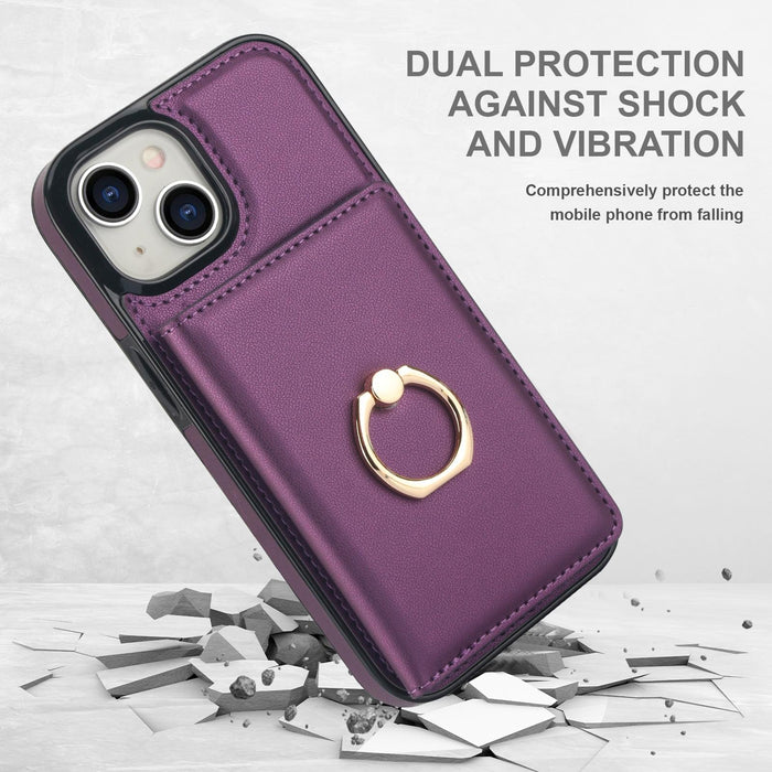 For Iphone 15 Rfid Anti-Theft Card Ring Holder Phone Case