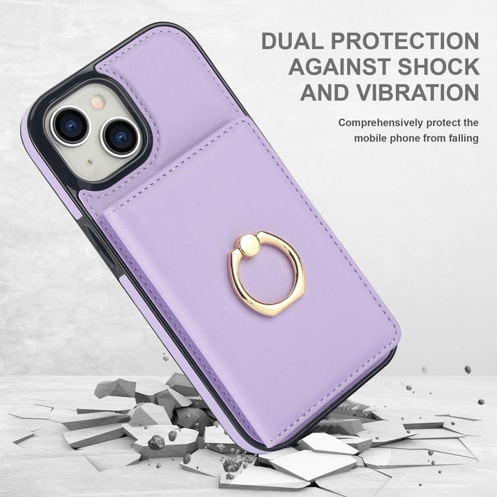 For Iphone 15 Rfid Anti-Theft Card Ring Holder Phone Case