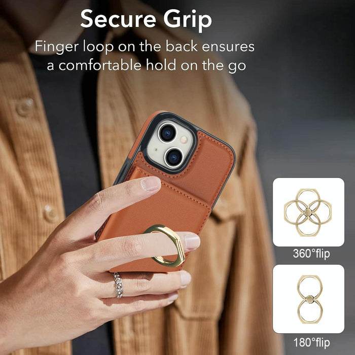 For Iphone 15 Rfid Anti-Theft Card Ring Holder Phone Case