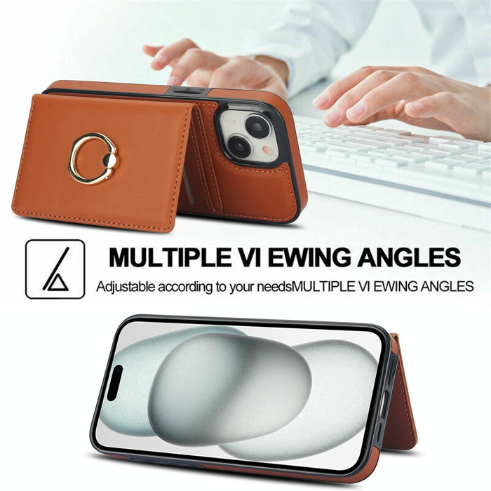 For Iphone 15 Rfid Anti-Theft Card Ring Holder Phone Case