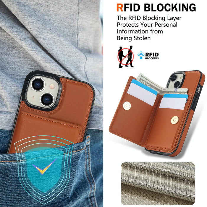 For Iphone 15 Rfid Anti-Theft Card Ring Holder Phone Case